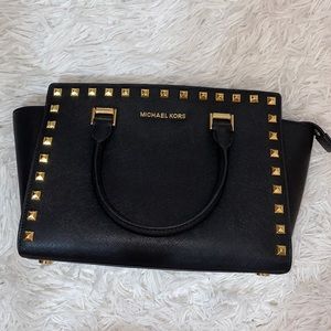 Selma Studded Satchel Leather Crossbody Bag